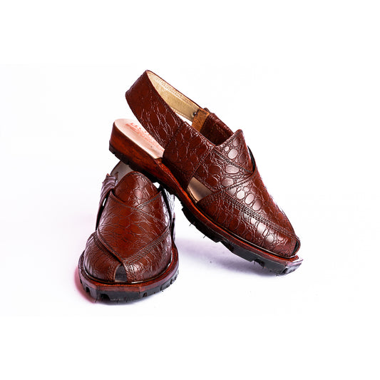 CLASSIC NOROZI CHAPPAL WITH DOUBLE TIRE SOLE MUSTARD RED