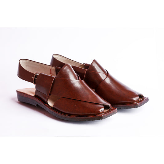 PESHAWARI CHAPPAL WITH SINGLE TIRE SOLE MUSTARD RED