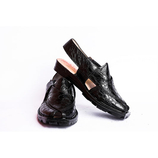 CLASSIC NOROZI CHAPPAL WITH DOUBLE TIRE SOLE BLACK