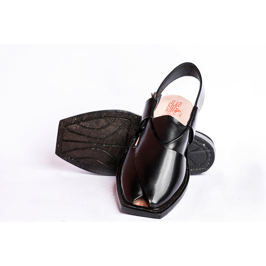 PESHAWARI CHAPPAL WITH SINGLE TIRE SOLE BLACK
