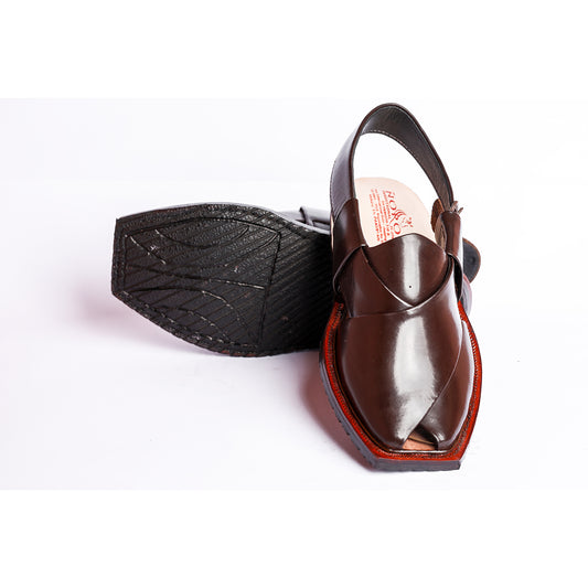 PESHAWARI CHAPPAL WITH SINGLE TIRE SOLE BROWN