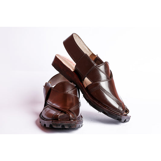 CHARSADA CHAPPAL WITH DOUBLE TIRE SOLE BROWN