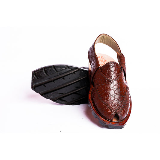 CLASSIC NOROZI CHAPPAL WITH DOUBLE TIRE SOLE MUSTARD RED