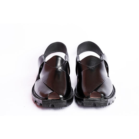KAPPTAN CHAPPAL WITH DOUBLE TIRE SOLE BLACK