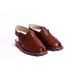 CLASSIC NOROZI CHAPPAL WITH DOUBLE TIRE SOLE MUSTARD RED