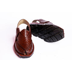 CLASSIC NOROZI CHAPPAL WITH DOUBLE TIRE SOLE MUSTARD RED