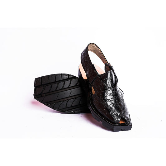 CLASSIC NOROZI CHAPPAL WITH DOUBLE TIRE SOLE BLACK