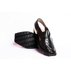 CLASSIC NOROZI CHAPPAL WITH DOUBLE TIRE SOLE BLACK