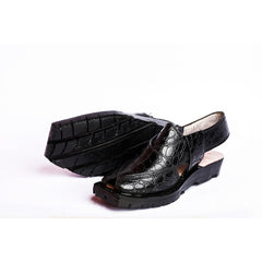 CLASSIC NOROZI CHAPPAL WITH DOUBLE TIRE SOLE BLACK