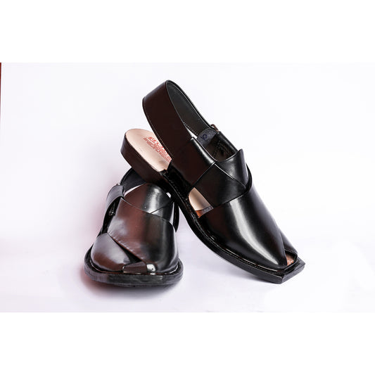 PESHAWARI CHAPPAL WITH SINGLE TIRE SOLE BLACK
