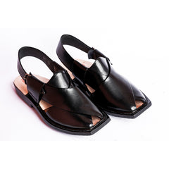 PESHAWARI CHAPPAL WITH SINGLE TIRE SOLE BLACK