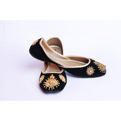 Black Velvet Khussa with Kora work