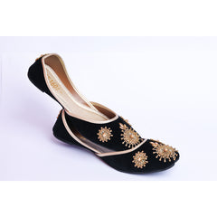 Black Velvet Khussa with Kora work