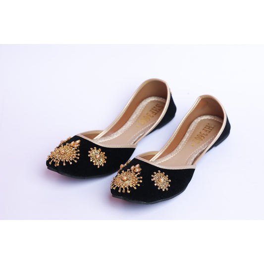 Black Velvet Khussa with Kora work