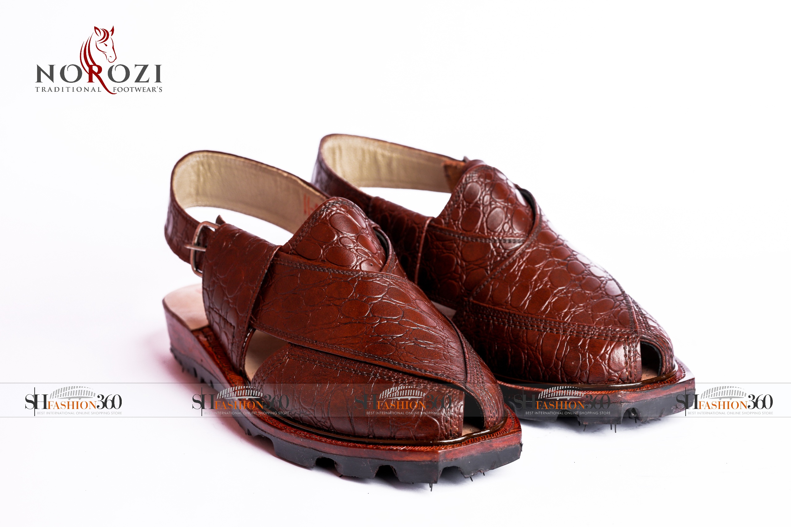 A Crocodile Norozi Chappal with Double Tyre Sole Mustard Red – Norozi