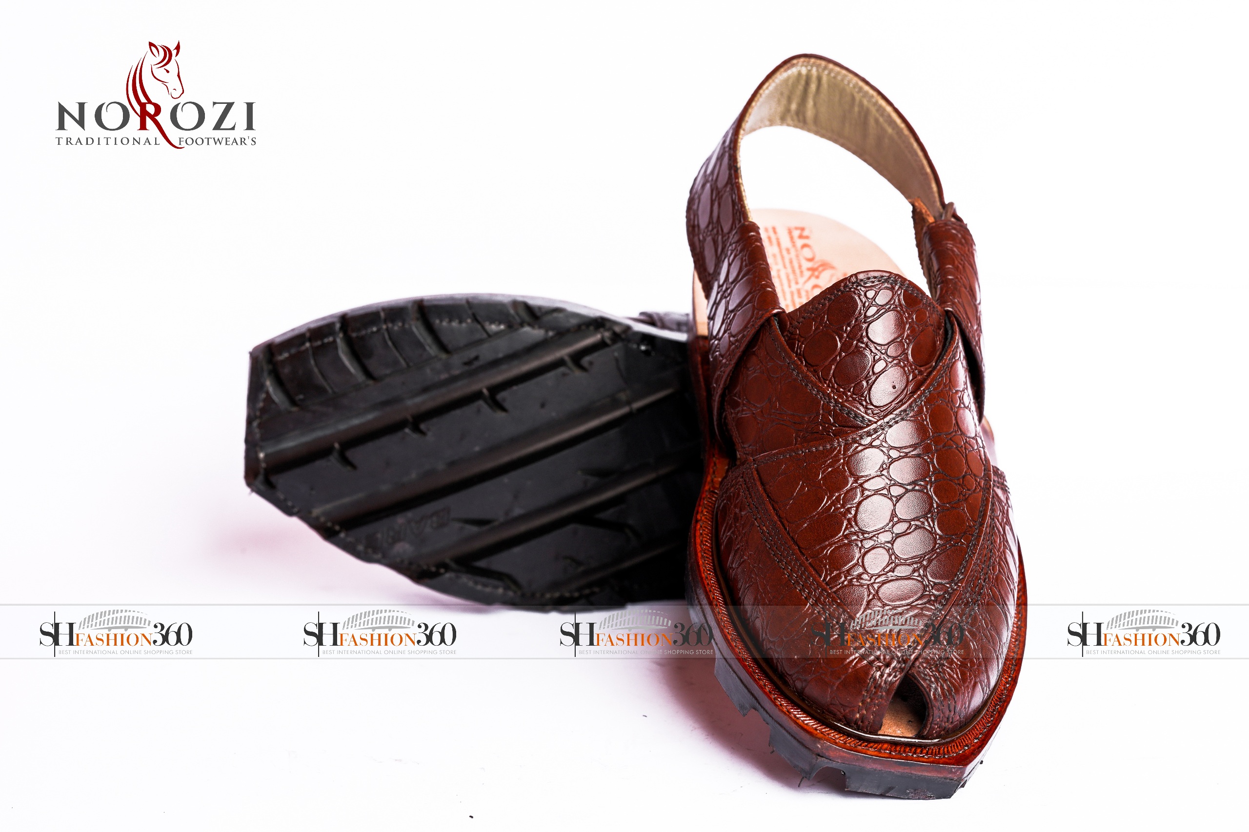A Crocodile Norozi Chappal with Double Tyre Sole Mustard Red – Norozi