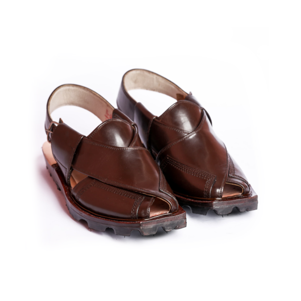 Charsadda Chappal with Double Tire Sole Chocolate Brown