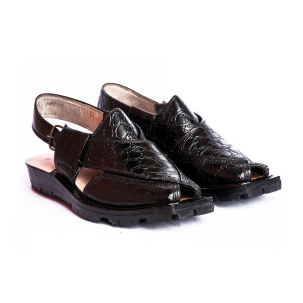 Classic Crocodile Norozi Chappal with Double Tire Sole Black