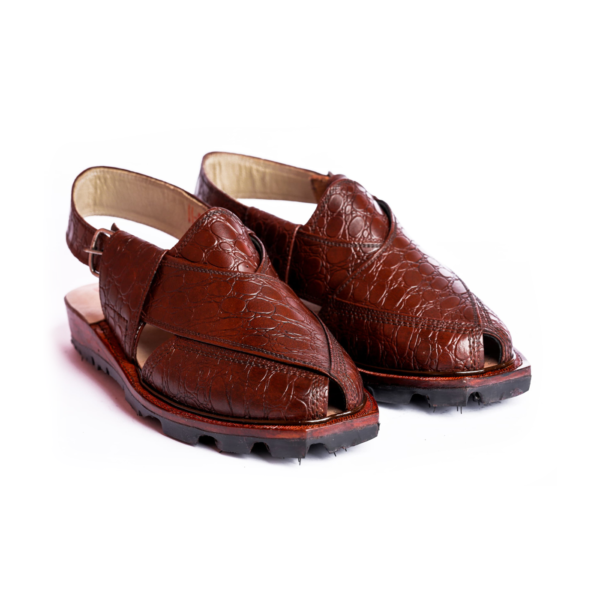 Classic Crocodile Norozi Chappal with Double Tire Sole Mustard Red