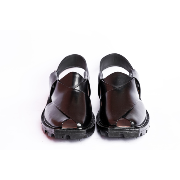 Kaptaan Chappal with Double Tire Sole Black